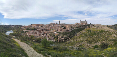 Fototapeta na wymiar Panoramic view of the historic city of Toledo and the River Tajo. Spain. UNESCO World Heritage.