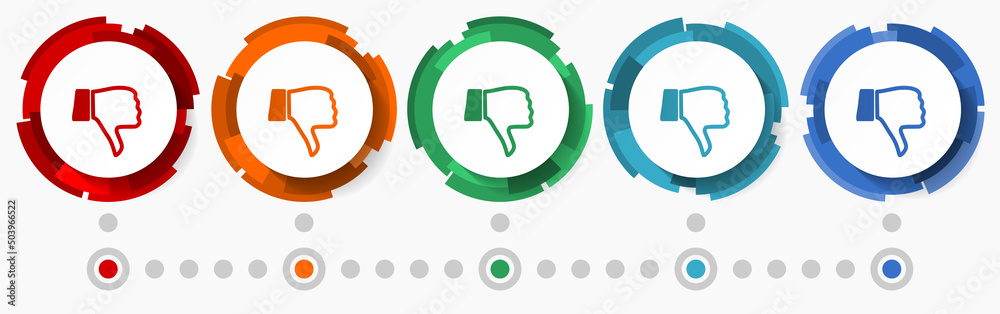 Poster Dislike, unlike concept vector icon set, modern design abstract web buttons i n 5 color options, infographic template