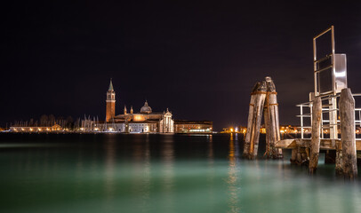 Fototapeta premium Venice, San Giorgio Maggiore at night 