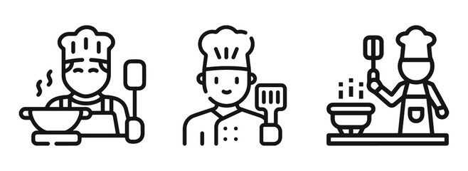 Chefs cooking icons vector 