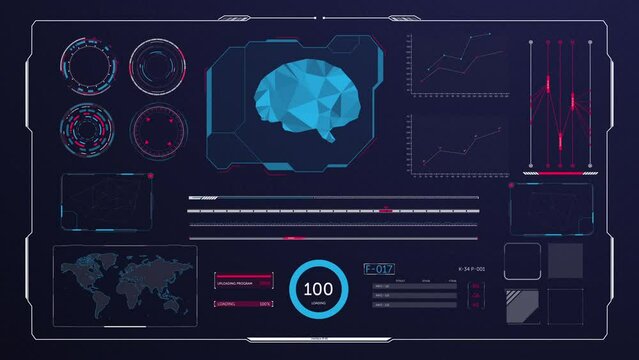 Futuristic HUD panel featuring generic geography and abstract human vitals