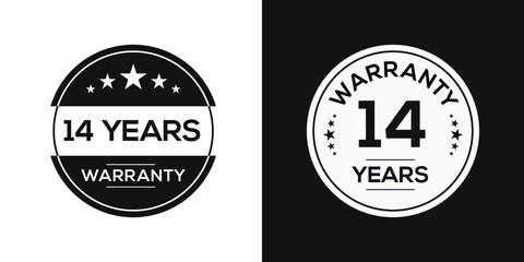 Fototapeta na wymiar 14 years warranty seal stamp, vector label.