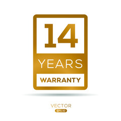 14 years warranty seal stamp, vector label.
