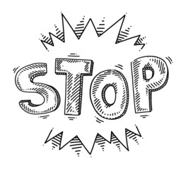 Word stop written in the middle of a splash