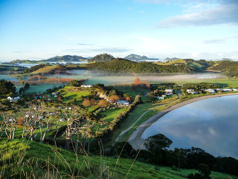 Aerial view of Pataua South, Northland, North Island, New Zealand