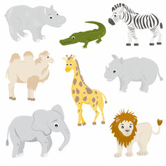 set of various tropical animals
