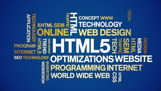 HTML5 animated tag word cloud;text design animation kinetic typography seamless loop.