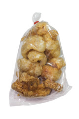 Pork skins or lean pork skins are fried to a puffy and crispy texture