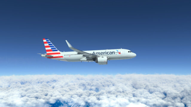 Airbus a320 American Airlines flying, 11 May, 2022, Sao Paulo, Brazil.