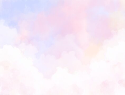 虹色の空　雲海　水彩背景壁紙
