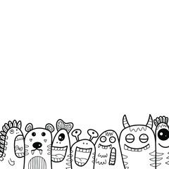 Doodle art cartoon hand drawn Holiday poster template. Very detailed With lots of objects illustration. Funny vector artwork. Corporate identity design.