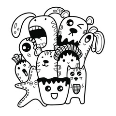 Doodle art cartoon hand drawn Holiday poster template. Very detailed With lots of objects illustration. Funny vector artwork. Corporate identity design.