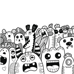 Doodle art cartoon hand drawn Holiday poster template. Very detailed With lots of objects illustration. Funny vector artwork. Corporate identity design.