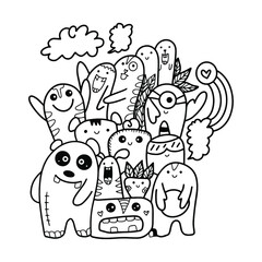 Doodle art cartoon hand drawn Holiday poster template. Very detailed With lots of objects illustration. Funny vector artwork. Corporate identity design.