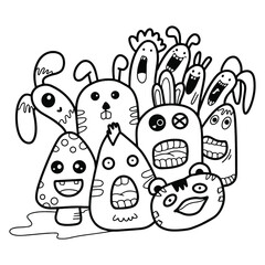 Doodle art cartoon hand drawn Holiday poster template. Very detailed With lots of objects illustration. Funny vector artwork. Corporate identity design.