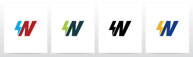 Obraz premium Lightning Thunder Letter Logo Design W