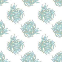 Polka dot pattern, floral seamless pattern in the form of dots of leaves and twigs of turquoise color