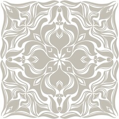 Ceramic tile decor pattern, symmetrical of abstract figures on a white background