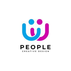 Rounded People Logo. Flat Vector Logo Design Template Element