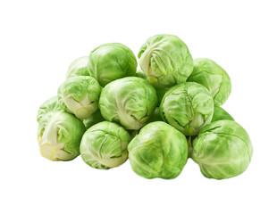 pile of Brussels sprouts isolated on white background.