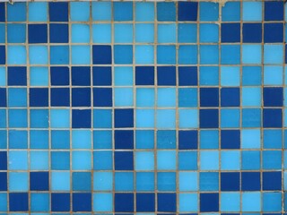 graphic resource of cubes of different shades of blue full frame, design blank of small squares, graphic background of light and dark tiles as an exterior or interior detail