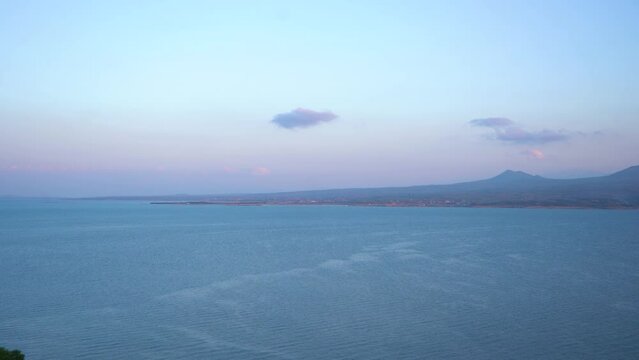 Close view Sevan lake, Armenia. Sevan lake with mountains background.