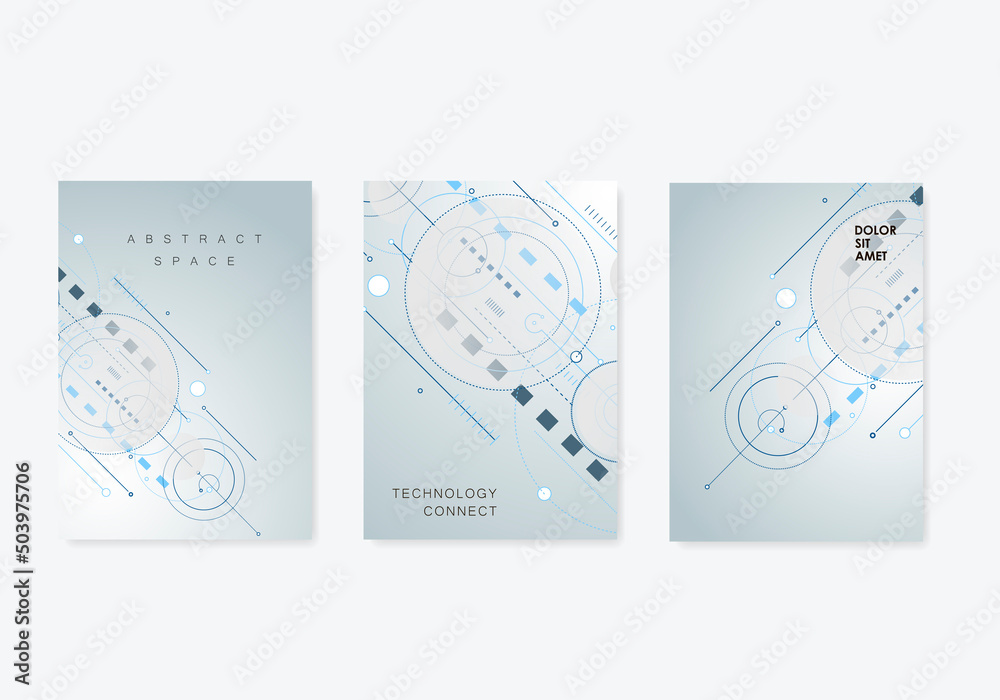 Aufkleber Tech dynamic futuristic concept. Circles and lines and squares digital technology background. Vector concept structure elements