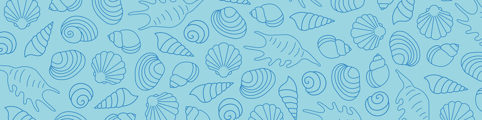 banner with sea shells pattern- vector illustration
