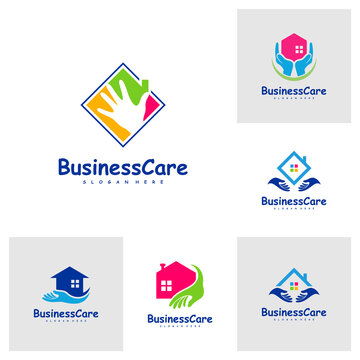 Set of House Care logo design vector. Icon Symbol. Template Illustration