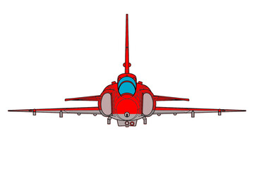 Avión de combate con ala delta y planos canard, vista frontal JA 37 - obrazy, fototapety, plakaty