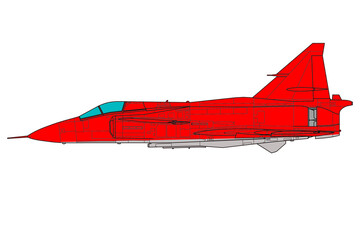 Avión de combate con ala delta y planos canard, vista lateral JA 37 - obrazy, fototapety, plakaty