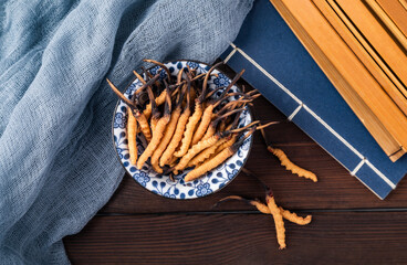 Photography of cordyceps sinensis, a nourishing Chinese herb