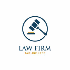 Law firm logo design vector. Gavel logo 