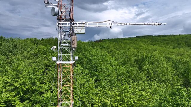 Station science research drone aerial atmospheric weather meteorology eddy covariance international Stitna sunshine pyranometer, mountain beech Fagus sylvatica, measurement solar radiation scientific