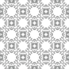 Stylish texture with figures from lines.
Abstract geometric black and white pattern for web page, textures, card, poster, fabric, textile. Monochrome graphic repeating design. 