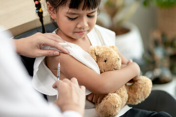 vaccination of children. An injection. Selective focus. - obrazy, fototapety, plakaty