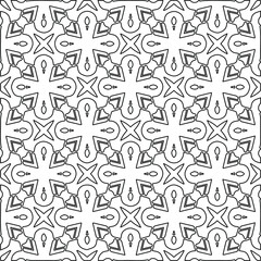 Stylish texture with figures from lines.
Abstract geometric black and white pattern for web page, textures, card, poster, fabric, textile. Monochrome graphic repeating design. 
