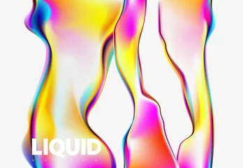 Behangcirkel Abstract liquid holographic gradient shape. 3D Vector design element. © theromb