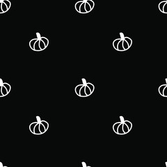 Vector seamless Halloween pattern with white line on black background.Festive,modern,horror,mystical print in doodle style.Designs for wrapping paper, packaging,cards,notebook covers,textiles,fabric.