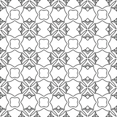 Stylish texture with figures from lines.
Abstract geometric black and white pattern for web page, textures, card, poster, fabric, textile. Monochrome graphic repeating design. 