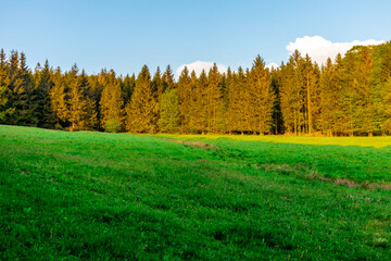 Fantastischer Sonnenunter auf den Höhen des Thüringer Waldes bei Floh-Seligenthal - Thüringen - Deutschland 