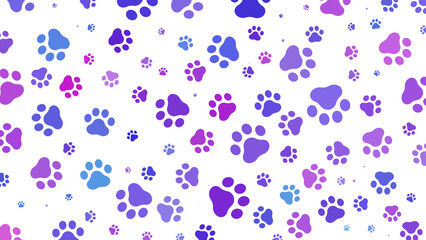 Background with colorful paws. - obrazy, fototapety, plakaty