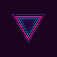 Vintage triangular sunset in the style of the 80s. Vector background. A design element.