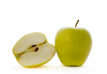 Fresh green apples isolated on white background. Environmentally friendly product.