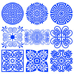 Collection of vector ornaments in old ethnic Greek style