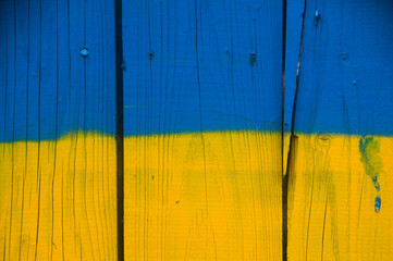 Ukraine flag texture on wood