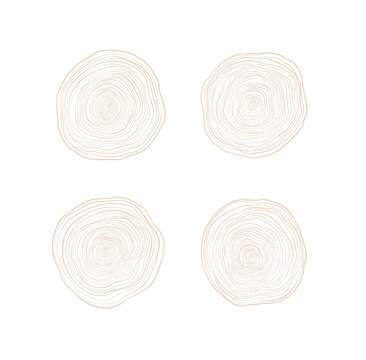 Linear hand drawn illustrations - annual rings. Stump Rings. Wooden logo examples. Natural material. Design elements. Perfect for interior designers, furniture, eco, factory