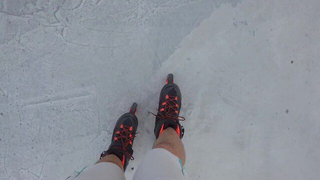 slowmotion while rollerskaing rollerblade on concrete ground