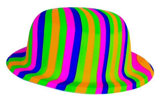 Vibrantly colored black light party hat. Isolated on white.