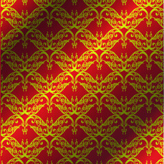 Royal vector textile on red background, luxury red royal wallpaper, layout design, poster template, background, art